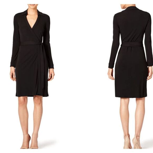 Diane Von Furstenberg Jeanne Two Wrap Dress Black Size 2 - Picture 1 of 12